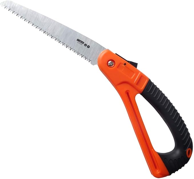 Edward Tools Harden Folding Pruning Saw with SafeGaurd Handle - 7” Hight Hardness Steel 3 Sided Razor Tooth Blade for Cutting Trees and Limbs - Saw for Camping, Hunting, Wood Clearing