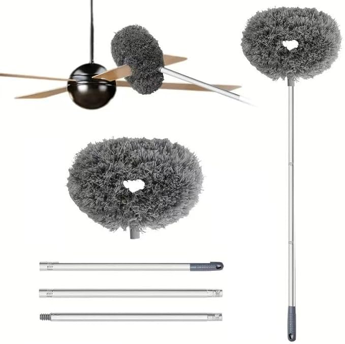 Ceiling Fan Cleaner Duster, Adjustable and Removable Fan Blade Cleaner from 18 to 62 Inches for Cleaning Walls Bookshelves Furniture Door Window Top (Gray)