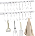Multifunctional Slide Rail Hook,Kitchen Utensil Hanging Rack Wall Mounted Hanger,Space Saving Utensil Holder with 10 Hooks ,Sliding Track Hook No Drilling Hanger for Home Office (Length 40cm/2pcs)