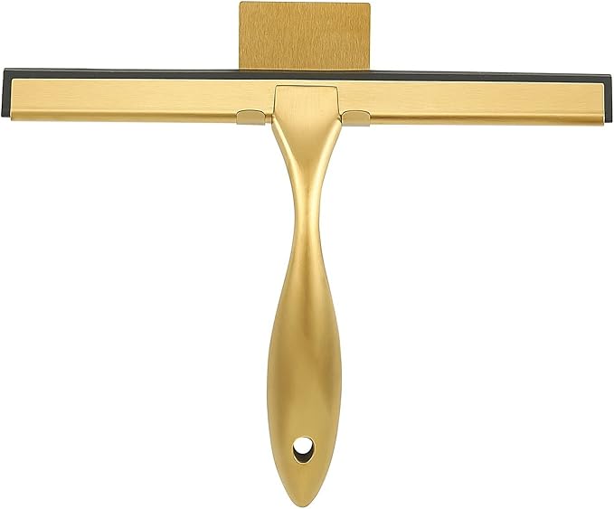 10inch T Shape Water Squeegee for Cars,Bathroom,Glasses or The top of Kitchen Range stailess Steel Gold Finish