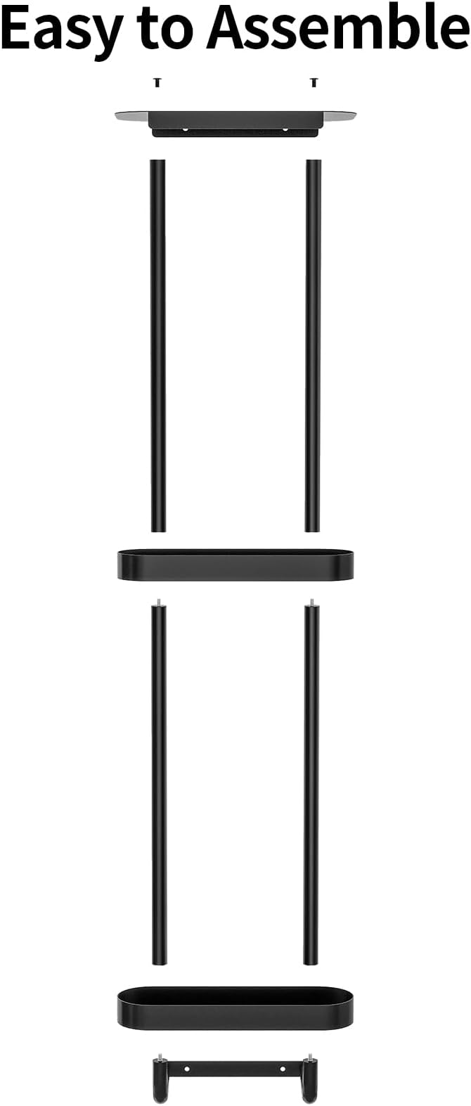 STWWO Bathroom Towel Storage, 36.4 Inch Towel Racks for Bathroom Wall Mounted with Shower Caddy with Metal Shelf, Black
