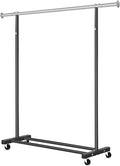 VICERII Clothes Rack, 130LB Capacity Heavy Duty Clothing Rack with Wheels and Bottom Shelf, 52.17 Inch Rolling Racks for Hanging Clothes, Coats, Shirts, Sweaters, Skirts, Dress, Black