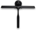 Matte Black Shower Squeegee for Glass Doors with Adhesive Hooks, Squeegee for Shower Glass, Cleaner Tool for Bathroom Household Window Mirror Tile Wall Car, 10 Inch Black