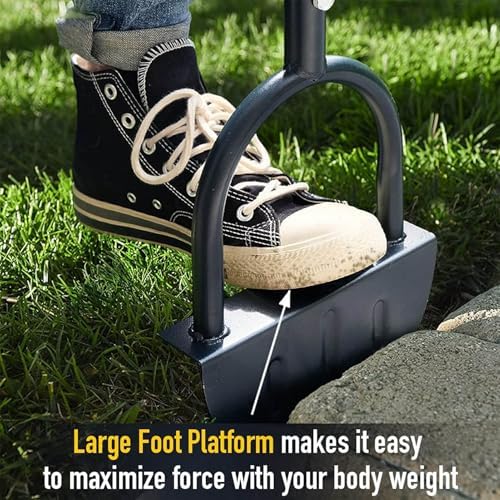 Garosa Half Moon Lawn Edger High Hardness Carbon Steel Sidewalk Grass Long Handled Step Edger Manual Trimming Shovel for Garden Yellow Black