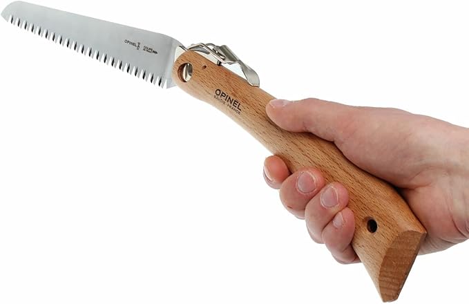 Opinel Folding Saw - Gardening and Camping Folding Carbon Steel Saw with Beechwood Handle