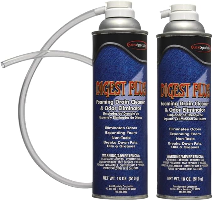 Quest Specialty DIGEST PLUS Foaming Drain Cleaner and Odor Eliminator, 2 count