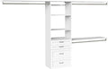 ClosetMaid SuiteSymphony Hanging Closet Kit Includes (1) Tower, (3) Closet Rods, (4) Shelves, (3) Top Shelves w/Brackets, and (4) Drawers, White