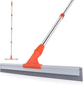 BITOPE Floor Squeegee for Cleaning, 17.3" Heavy-Duty Squeegee for Floor, Silicone Scrubber Broom with 5 Ft Stainsless Steel Long Handle for Bathroom, Glass Windows, Tile, Garage, Deck