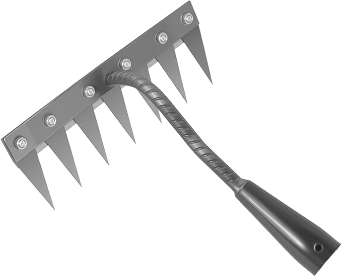 Iron Weeder Tool Without Long Handle, 7 Teeths Manual Weeder Remover Tool, Hand Weed Rake and Garden Hoe for Gardening, Heavy Duty Uprooting Weeding Pull for Yard, Lawn, Patio and Garden