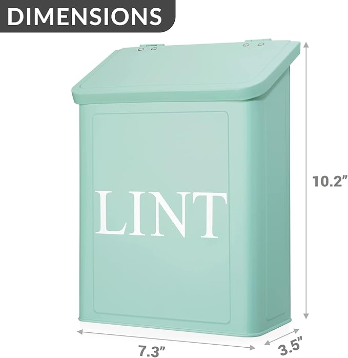 Calindiana Modern Farmhouse Metal Lint Bin for Laundry Room, Mint, 10L