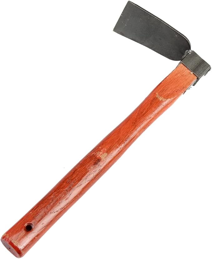 Garden Hoe with Wooden Handle | Heavy Duty Steel Gardening Tool for Weeding, Planting Vegetables and Flowers | Durable Farming Hoe for Outdoor Use