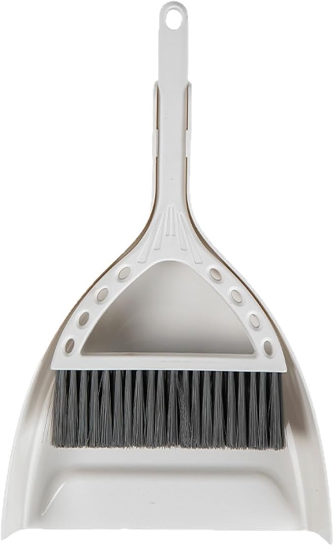 Mini Broom and Dustpan Set Small Dust pan and Brush Set Perfect for Desk Office Camping Dorm RV Essentials (White)