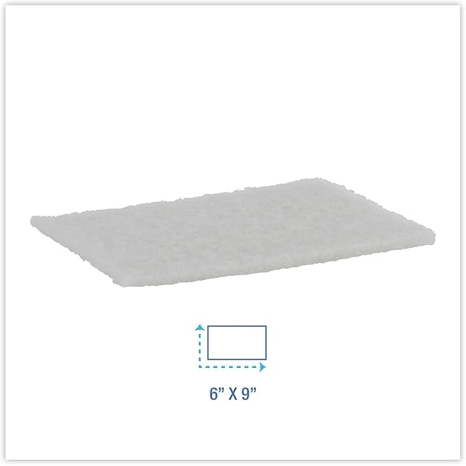 Boardwalk 198 Light Duty Scour Pad, White, 6 X 9, 20/carton