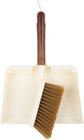Hand Broom and Dustpan Set,Portable Small Dustpan and Brush Set with Sapele Wood Handle,Teeth Design,Compact Hangable Broom with Dustpan for Cleaning Desktops Kitchen Sofa Pet Hair,Beige