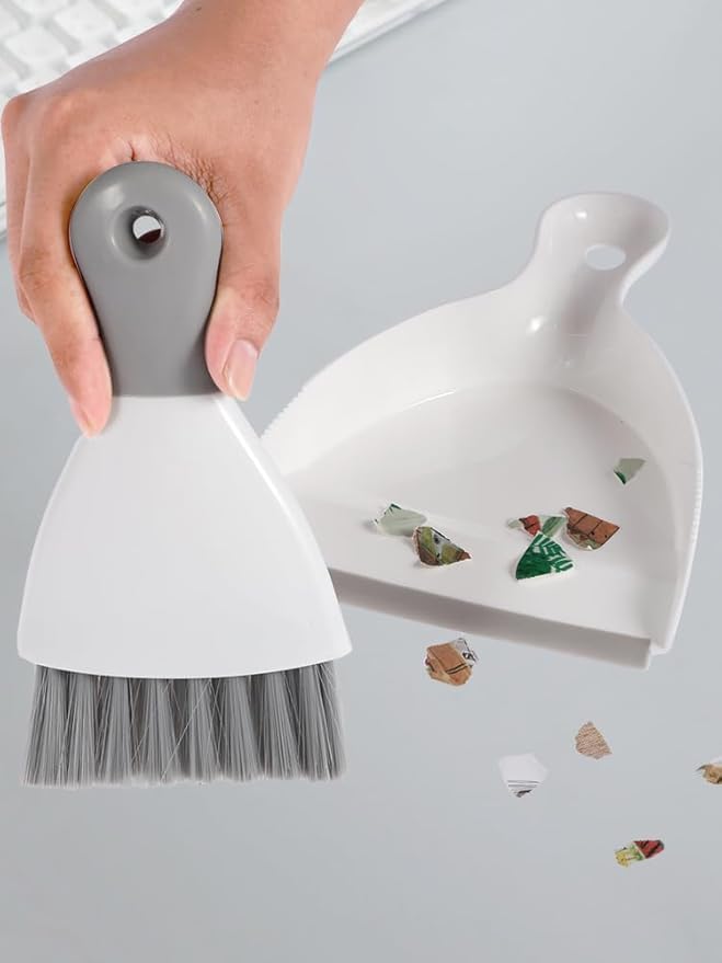 Mini Dustpan and Brush Set Portable Table Top Cleaning Brush and Dustpan Set Dining Table Crumb Sweeper with Soft Bristles Multipurpose Desktop Keyboard Cleaning Tools for Home Office