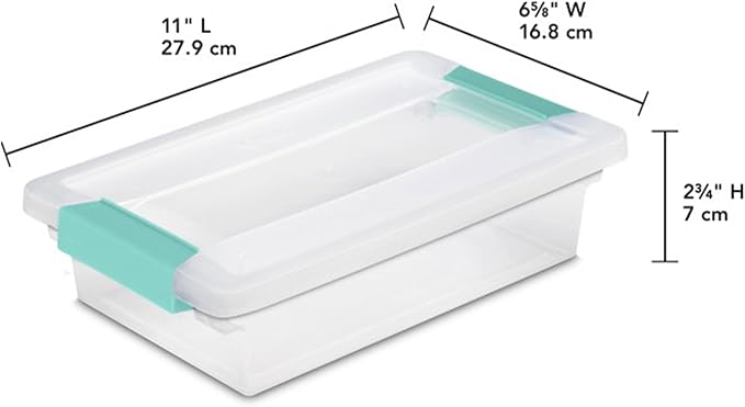 Sterilite 18-Pack Clip Box, Stackable Clear Plastic Bins with Latching Lids, Small - Writing, Arts or Crafts Supplies Storage Containers for Home, Office, Classroom and Workshop Organization