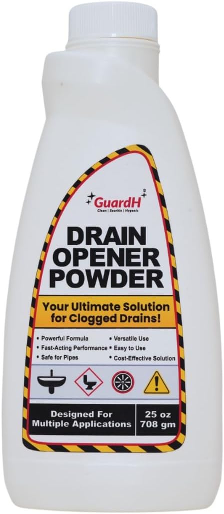 Drain Opener Powder 25 oz (708 g) – Fast-Acting Drain Cleaner for Kitchen Sink, Bathroom Drains, Shower & Pipes – Powerful Grease, Hair & Clog Remover – Heavy Duty Pipe Cleaning Powder