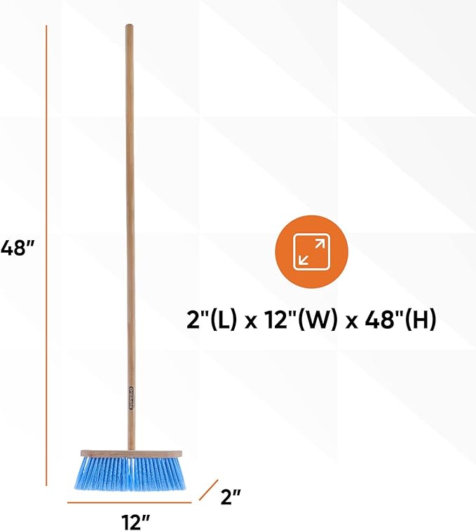 Superio Kitchen Broom - USA Wood Handle, Fine Premium Blue Bristles - Heavy Duty Household Broom - Easy Swiping Dust and Wisp, Home, Kitchen, Lobby, Floors and Corners 2-Pack
