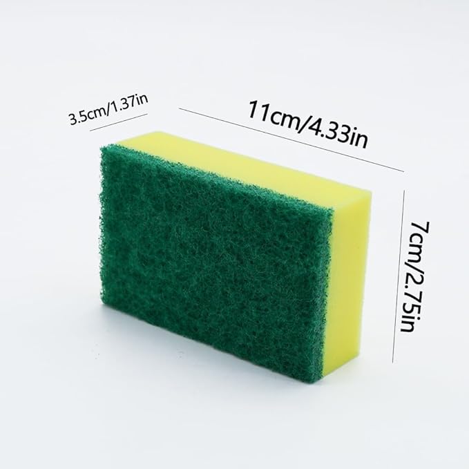 Kitchen Cleaning Sponge, Heavy Duty Non-Scratch Sponge for Non-Stick & Delicate Surfaces (When Used Gently), High Density, Dual-Side Multi-Surface Cleaning, 6 Pack (Yellow/Green)