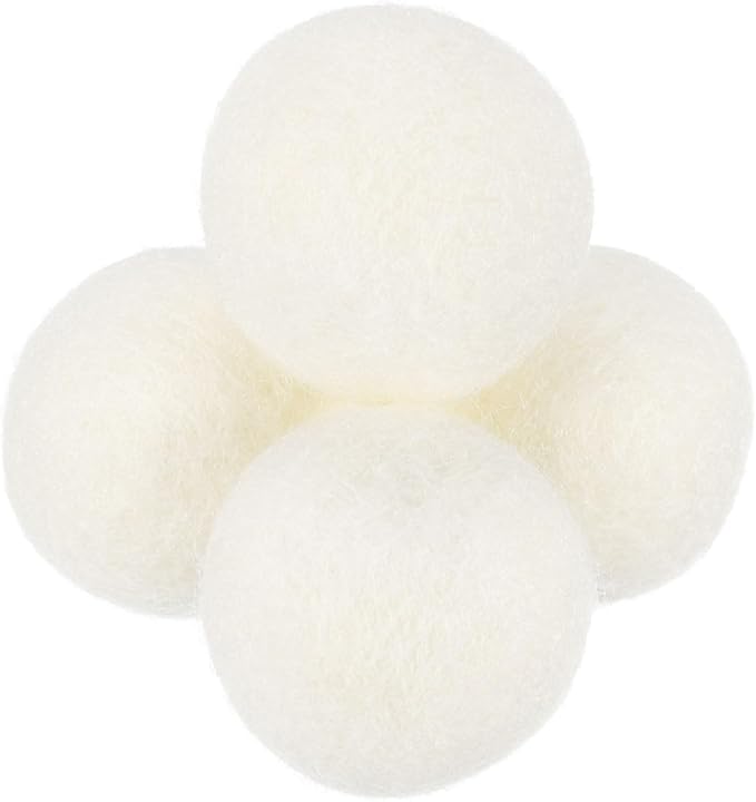 uxcell 4 Pcs Wool Dryer Balls, 1.2 Inches Wool Laundry Dryer Balls for Reducing Clothing Static and Wrinkles, White