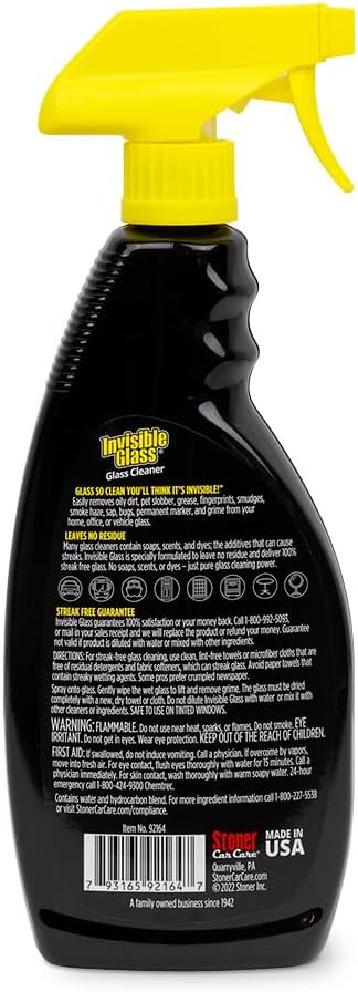Invisible Glass 92164 Premium Glass Cleaner Spray for Car Windshields and Windows, Automotive and Home Window Cleaner, Streak-Free, Ammonia-Free, Tint-Safe – 22 fl oz