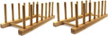 INNERNEED Bamboo Wooden Plate Racks Dish Stand Holder Kitchen Storage Cabinet Organizer for Dish/Plate/Bowl/Cup/Pot Lid/Cutting Board (Pack of 2)