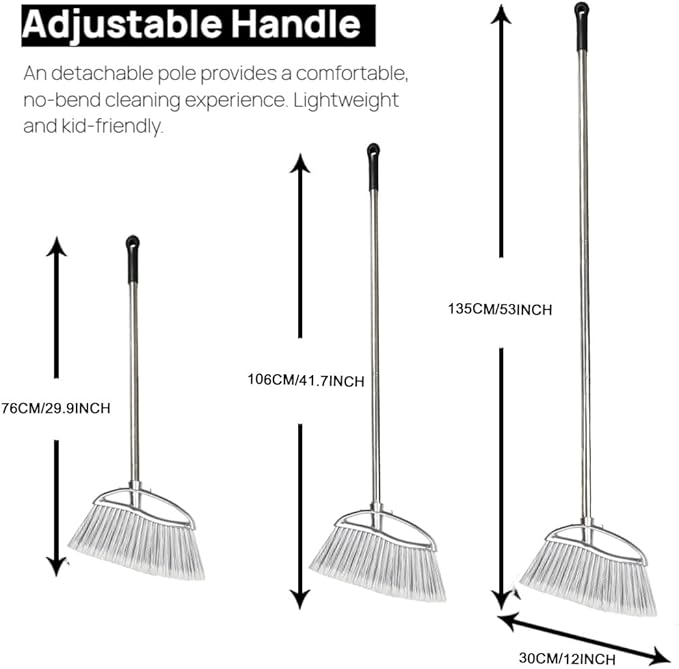Outdoor Stiff Bristles Angle Broom Heavy Duty Sweeping Patio Broom with Long Handle for Garage Garden Commercial and Industrial