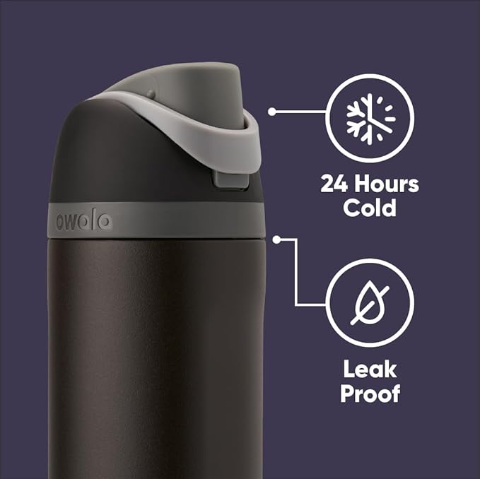 Owala Marvel FreeSip Insulated Stainless Steel Water Bottle with Straw for Sports and Travel, BPA-Free Sports Water Bottle, 24 oz, Black Panther | Insulated, with Straw, BPA-Free, Sports Water Bottle, Great for Travel, 24oz