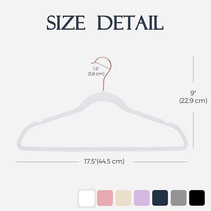 HOUSE DAY White Velvet Hangers 60 Pack, Premium Non-Slip Felt Clothes, Sturdy Heavy Duty Coat, Durable Hangers for Suits, Space Saving with No Hanger Mark, 360° Swivel Rotating Rose Gold Hook