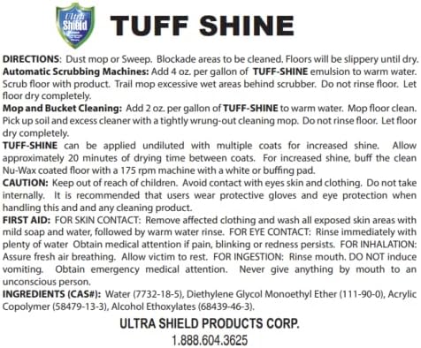 ULTRA SHIELD Tuff-Shine Bag-in-Box Floor Cleaner Shine Commercial & Janitorial Cleaning Supplies, Quick Instant Shine Concrete (Box of 2.5 Gallon)