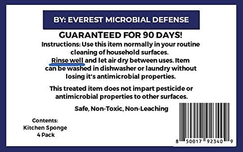 Kitchen Sponge | Odor Resistant, Non-Scratch Microfiber Mesh & Terry Cloth Sponge, Long Lasting Odor Protection | Durable, 4 Pack
