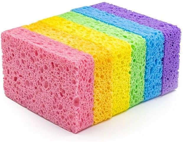 6 - Pack Non-Scratch Scrub Sponges - Sponges for Dishes and Washing Dishes, Cleaning Sponges for Kitchen Home Office, Magical 3D DIY Art and Craft Suppliers（Purple）