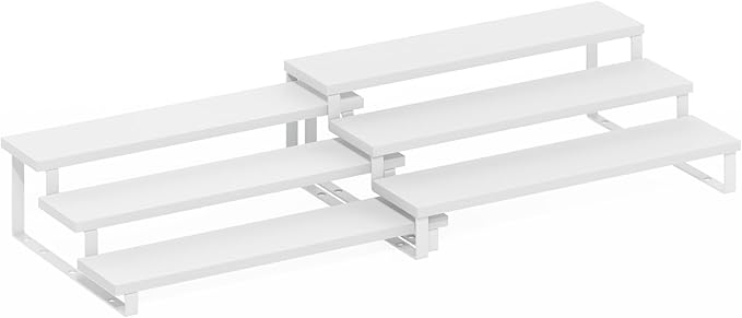 Furinno RAVEL Kitchen Countertop Organizer Set of 2, 3-Tier Counter Shelves, Kitchen Storage, Expandable, Spice Rack, for Pantry, Coffee Bar, White
