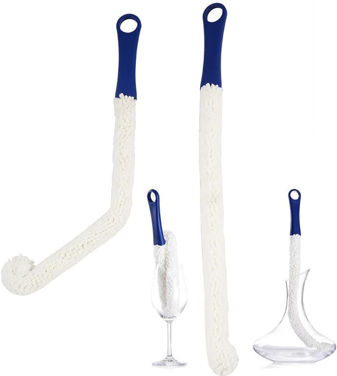 Bottle Cleaning Brush - Set of 2 Flexible Bottle Scourer - Multi-Function Household Cleaning Tools for Cleaning of Wine Decanters, Goblets, Glasses, Cups