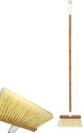 Full Circle Clean Sweep - Bamboo Broom - Angled for Precision in Tight Spaces, with Stiff Flagged Bristles for Indoor & Outdoor Cleaning - Ideal for Pet Hair, Kitchen, Hardwood, and Garage, White