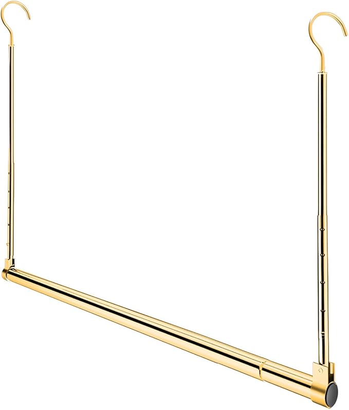 Adjustable Hanging Closet Rod, Extender Hanging Rod, Closet Hanging Organizer, Heavy Duty Closet Bar, Hanging Rod (Gold, 1 Pack)