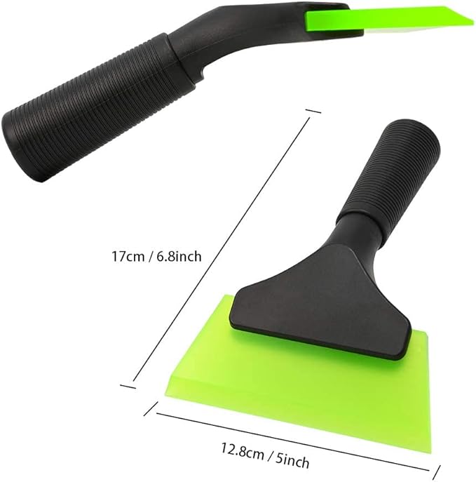 FOSHIO Small Squeegee with 5 Inch Green Rubber Blade Mini Wiper Window Tinting Tools for Mirror Glass Window Cleaner with Non-Slip Handle