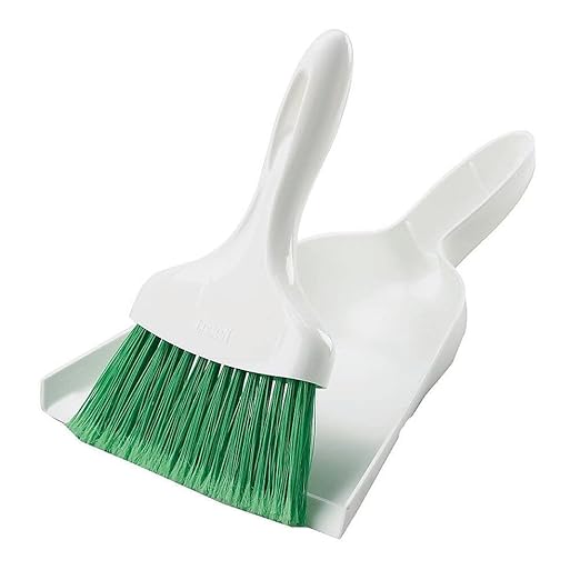 Libman Commercial 1031 Dust Pan with Whisk Broom, Polypropylene, 10" Wide Pan, White with Green Bristles (Pack of 6)