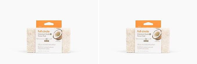 Full Circle Beachy Clean Coconut Sponge, Scour Pads, Set of 3 (Pack of 2)