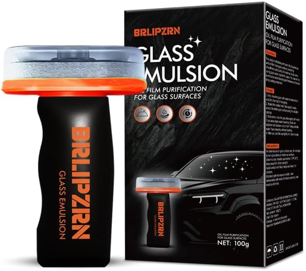 glass guard Glass Oil Film Remover for Car, Roll-On Glass Compound with Cleaning Board, Removes Oil Film, Improve Windshield Clarity for Safe Driving
