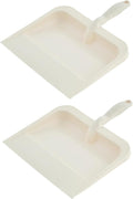 Superio Heavy Duty Plastic Dustpan with Comfort Grip Handle White, Durable, Lightweight Multi Surface Dust Pan Easy Broom Sweeping, 10 inch Wide, 2-Pack