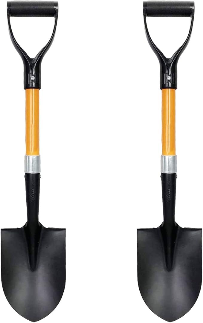 Ashman Round Shovel (Medium) – (2 Pack) – 27 Inches in Length, Durable Handle, Round Shovel with Comfortable Grip with a Sturdy Blade, Multipurpose Premium Round Point Blade Shovel.