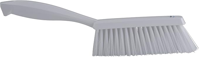 Vikan 45875 Bench Cleaning Brush, Polypropylene/Polyester Soft Bristle Dustpan Brush & Sweeper With Handle, 14-Inch, White