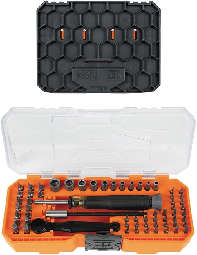 Klein Tools 80177 MODbox Ratcheting Driver Set with MODbox Case Adapter, Modular Tool System Side Rail Attachment, 65 Piece
