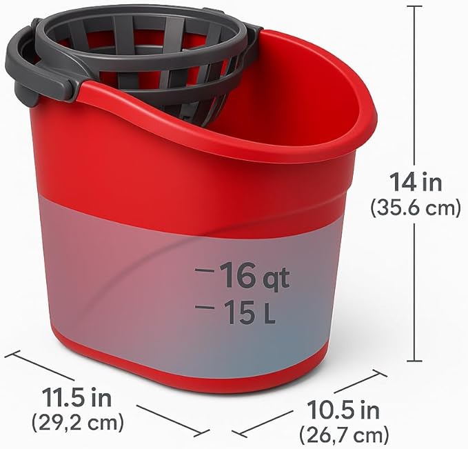 2.5 Gallon Mop Bucket with Built-in Wringer Red Cleaning Bucket for Floor Care Home Use Workspaces Janitorial Tasks and Household Cleaning Needs