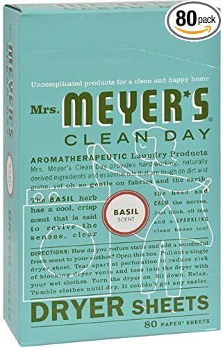 Mrs Meyer's Clean Day Dryer Sheet, 80 Count