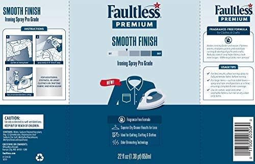 FAULTLESS Spray Starch Smooth Finish 22 Oz, 2 Pack Trigger Pump Liquid Starch for Ironing, Non-Aerosol Spray on Starch, Reduces Ironing Time, No Flaking, Sticking or Clogging, Biodegradable Ingredients, Recyclable