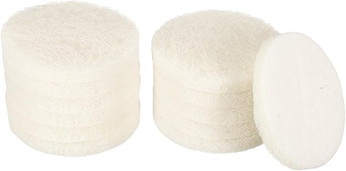 HARFINGTON 12pcs Scrubber Scouring Pads 450 Grits 3 Inch Drill Power Brush Hoop and Loop Surface Conditioning Disc Drill Scuffing Disc Scrub Pads for Home Kitchen Cleaning, White