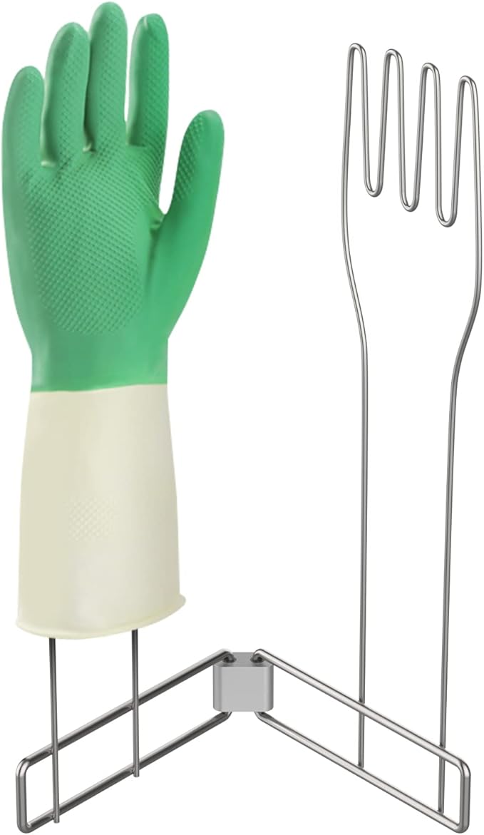 KORRTFID Kitchen Glove Holder,Stainless Steel Glove Rack,Kitchen Vertical Glove Support Multi-Purpose Glove Drain Rack,Collapsible Glove Drying Stand,Rubber Glove Drying Rack,Mitten Rack(Large)