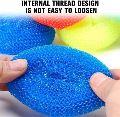 6Pcs Random Color Plastic Cleaning Ball Dish Cleaner Brush,Non Scratch Round Dish Scrubbers,Nylon Scouring Pads,Mesh Scourers Poly Mesh Scouring Dish Pads Cleaning Supplies for Dishes,Dishwashing